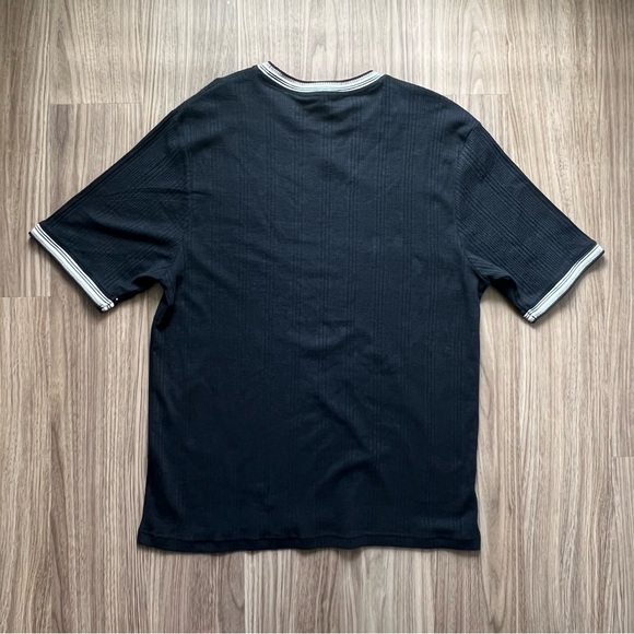 Distortion Men’s Ribbed Cotton T-Shirt Size Small Black Short Sleeve NWT - Picture 2 of 9